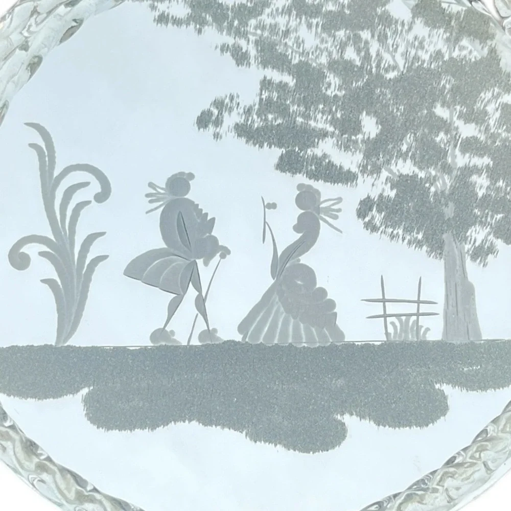 SOLD Vintage Venetian Glass Etched Mirror Tray Vanity Serving Ercole Barovier - Picture 6 of 7